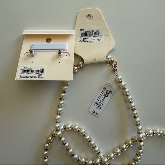 Crown & Ivy- Faux Pearl Earrings & Necklace Set-Classic-Statement- Long-Layering - Picture 3 of 9